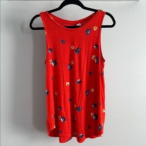 Old Navy Red Floral Tank Top